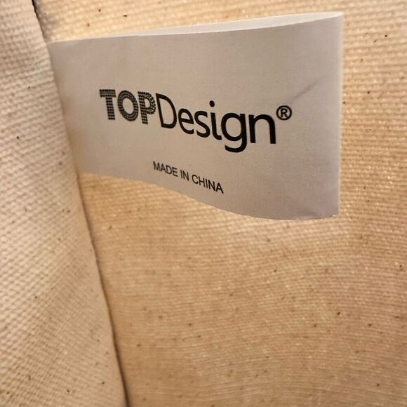 TopDesign Canvas Personalized Initial K 100% Cotton Black Cream Tote Bag OS - Picture 5 of 6